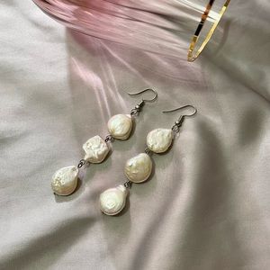 Baroque Pearl Triple Drop Earrings